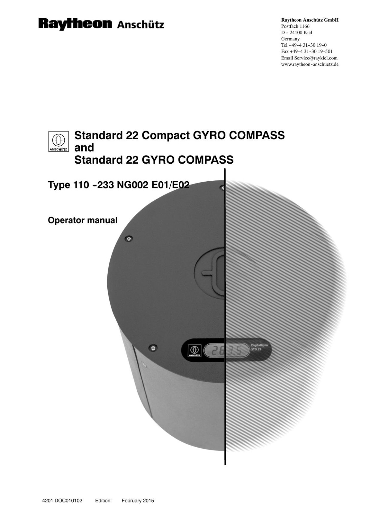 Standard 22 Compact Gyro Compass Operator Manual February Raytheon Anschütz Gmbh