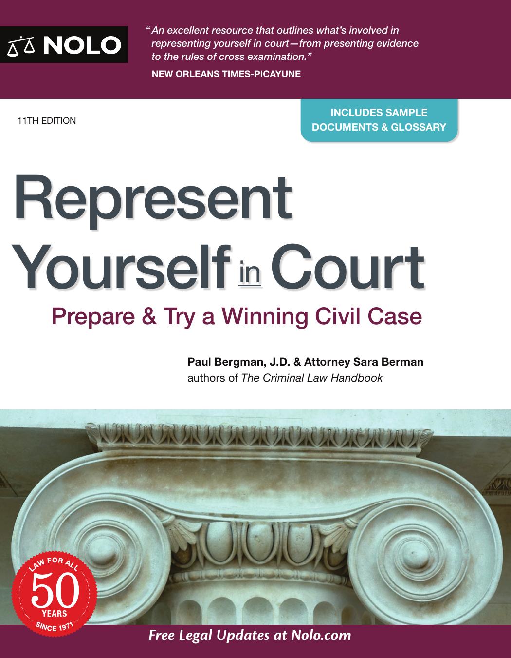 Represent Yourself In Court Prepare Try A Winning Civil Case 11th Edition 11th Edition Paul Bergman Jd