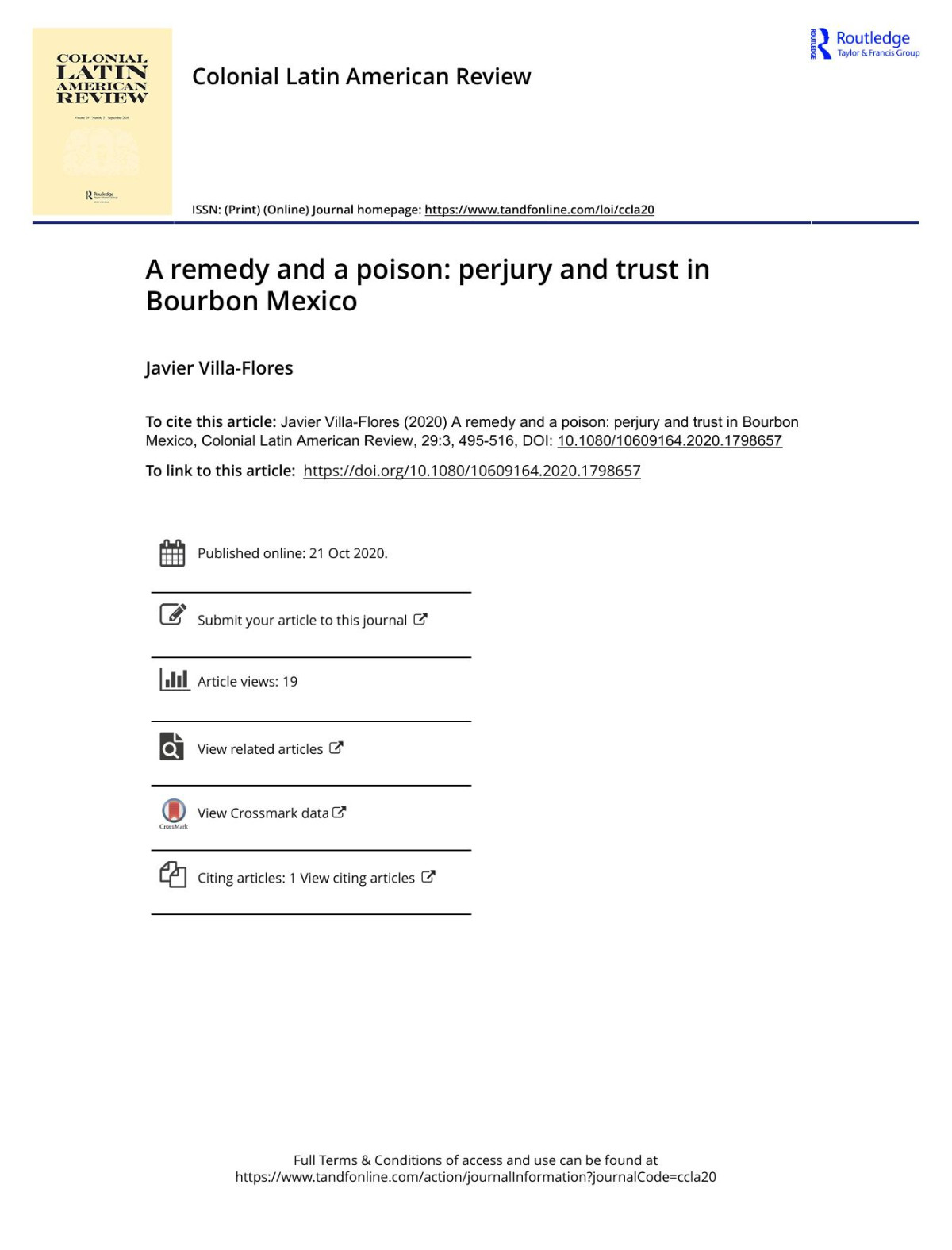 A Remedy And A Poison Perjury And Trust In Bourbon Mexico Javier Villaflores