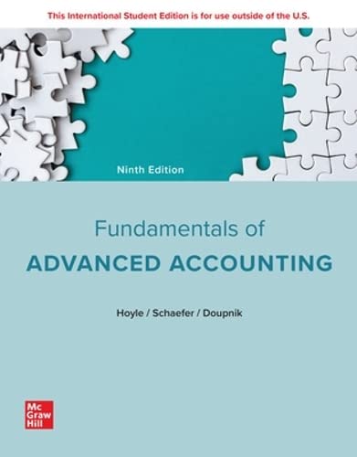Fundamentals Of Advanced Accounting 9th Edition 9th Thomas Schaefer Joe Ben Hoyle