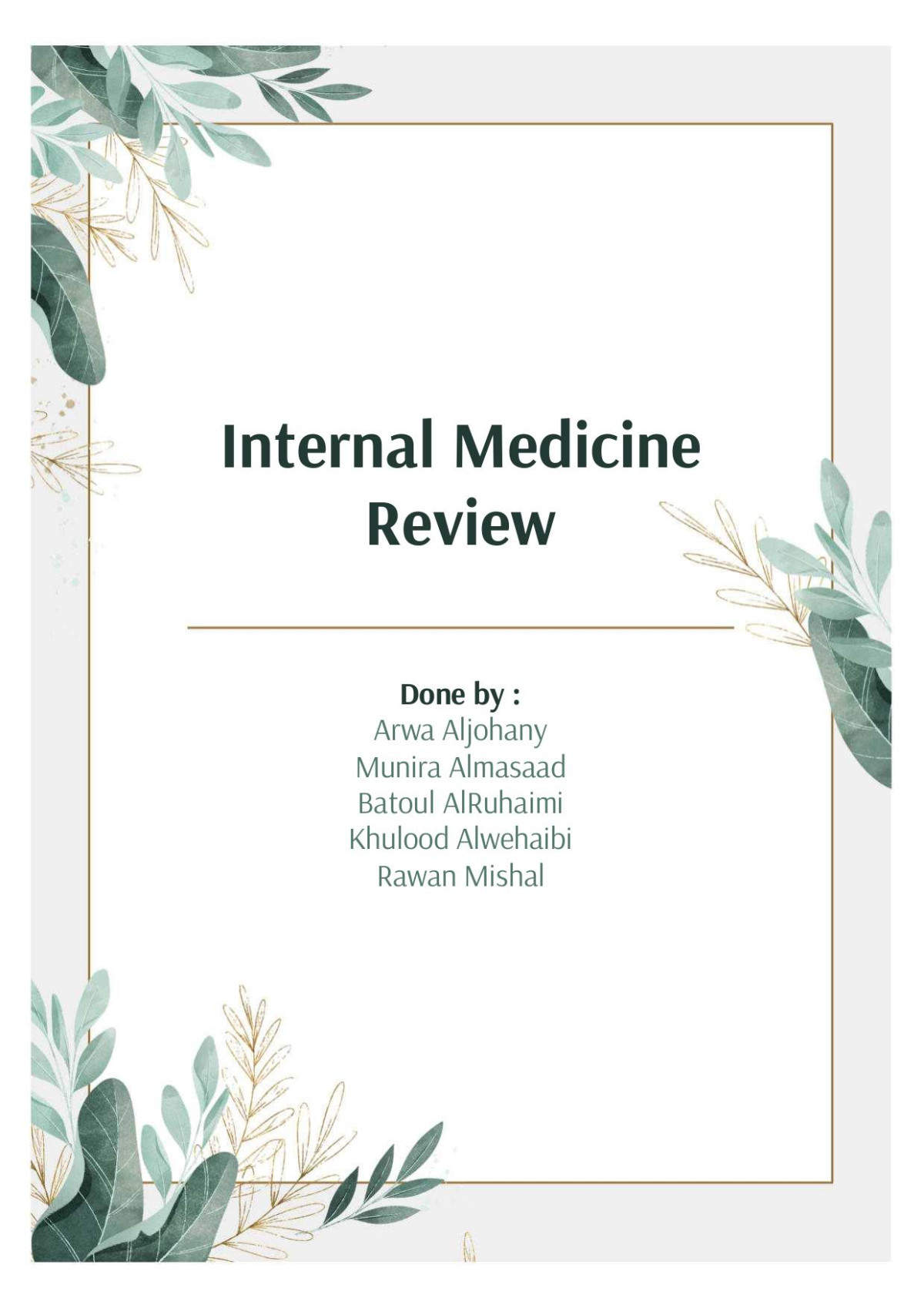Internal Medicine Review Faculty Of Medicine King Saud University Faculty Of Medicine King Saud University