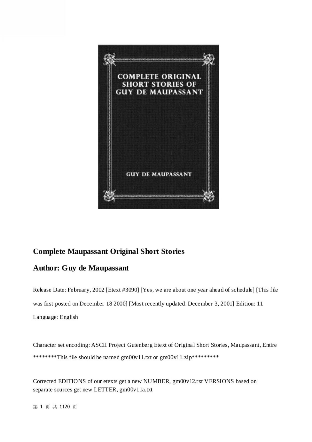 Complete Original Short Stories Of Guy De Maupassant Guy De Maupassant
