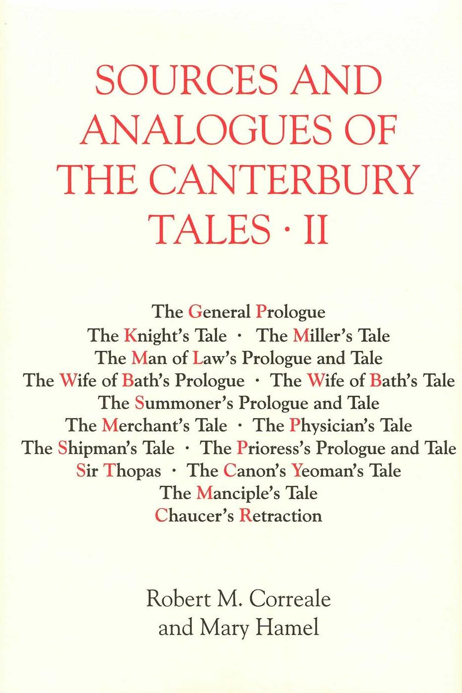 Sources And Analogues Of The Canterbury Tales Robert M Correale
