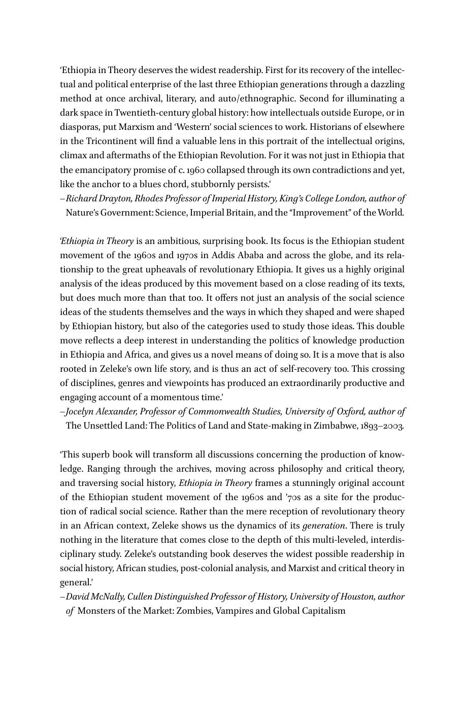 Ethiopia In Theory Revolution And Knowledge Production 19642016 Elleni Zeleke