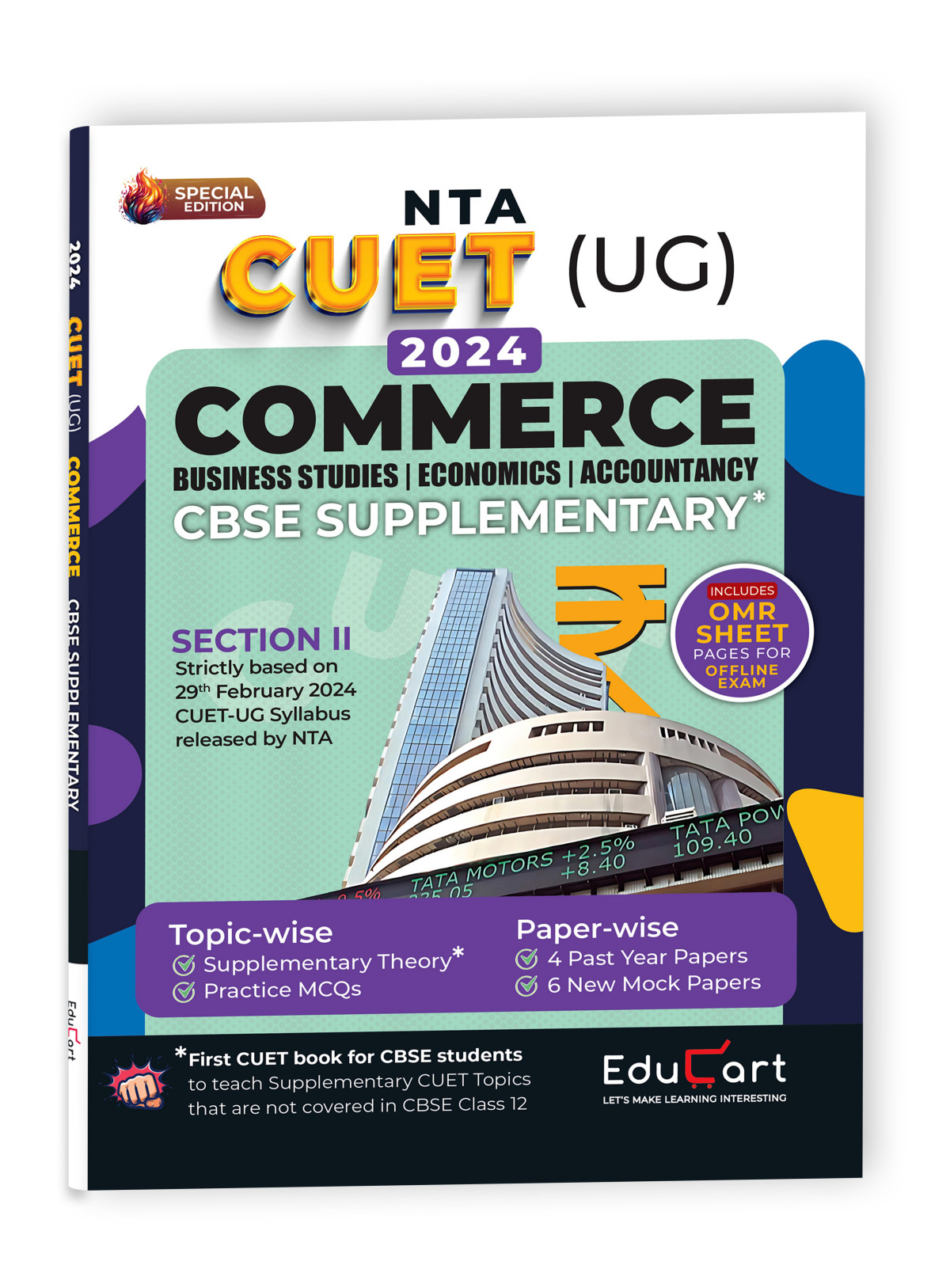 Educart Cuet Ug 2024 Commerce Section 2 Cbse Supplementary Book Of Business Studies Economics Accountancy Additional Topics Past Year Papers Mock Papers On New Syllabus Educart
