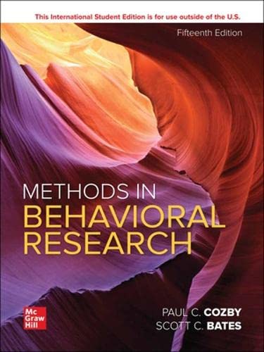 Methods In Behavioral Research 15th Edition Paul C Cozby Scott Bates