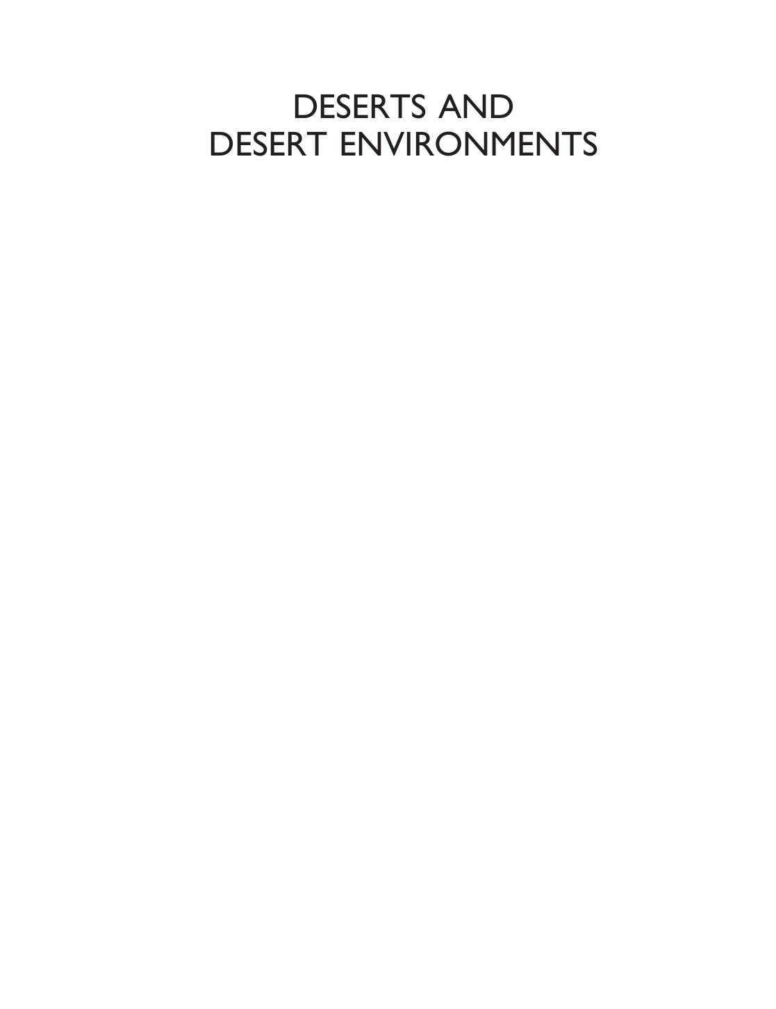 Deserts And Desert Environments Julie Laity