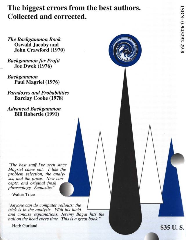 Classic Backgammon Revisited 1st Edition Jeremy Paul Bagai