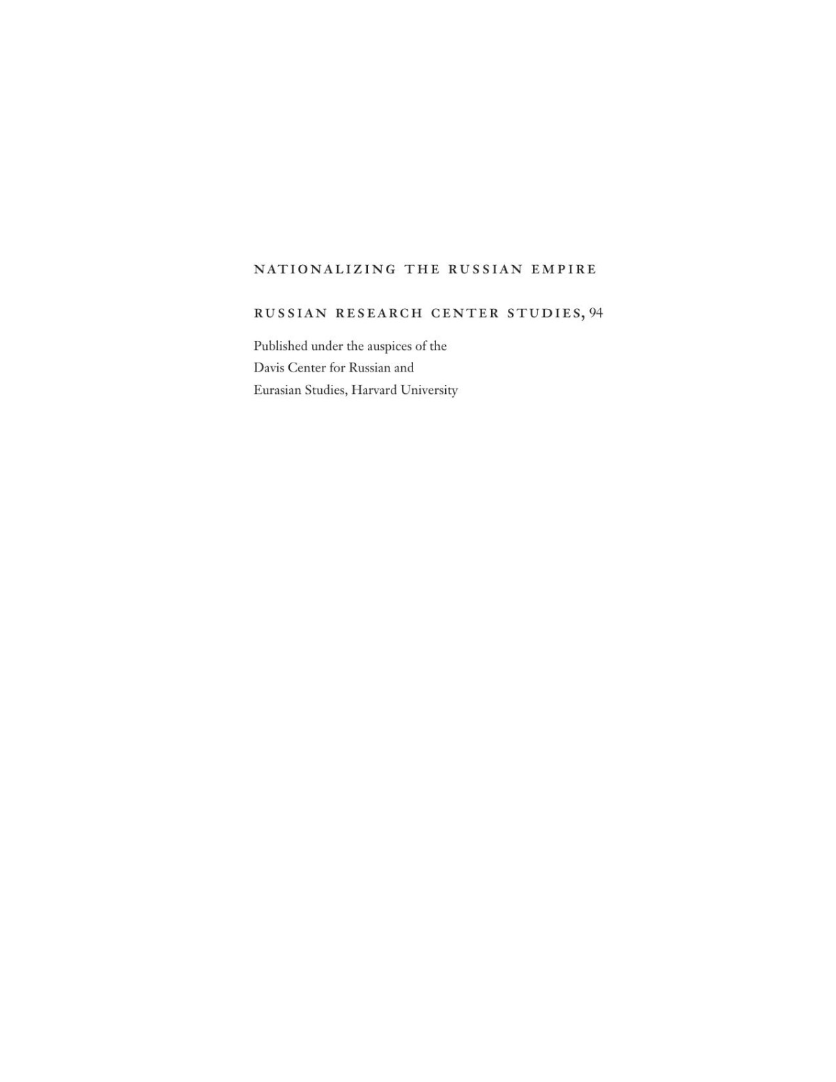 Nationalizing The Russian Empire The Campaign Against Enemy Aliens During World War I Eric Lohr Associate Professor Of History Eric Lohr