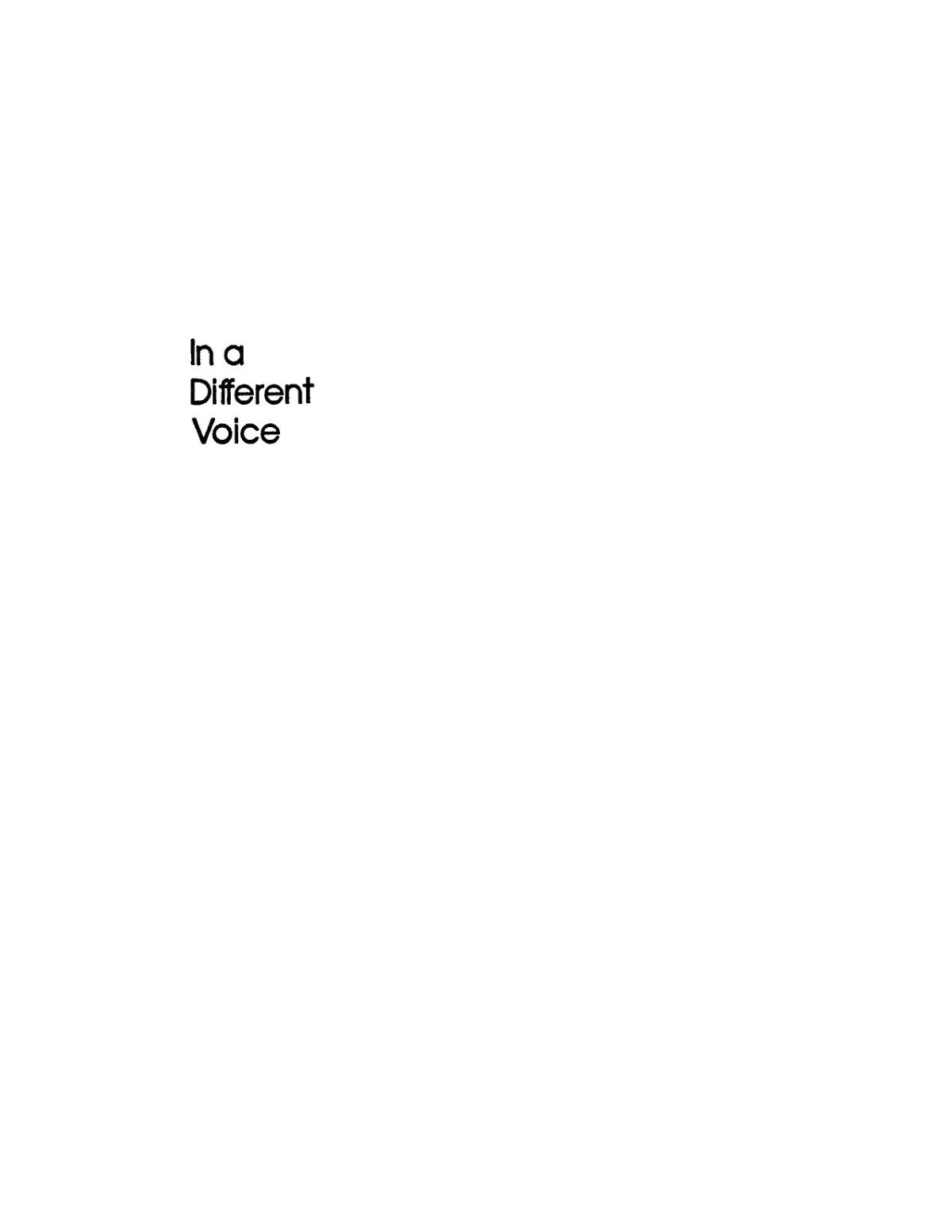 In A Different Voice Carol Gilligan