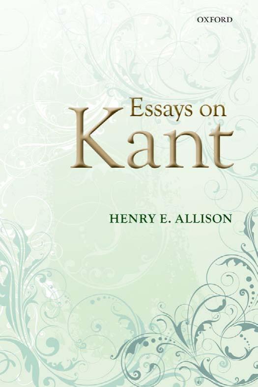 Essays On Kant Henry E Allison