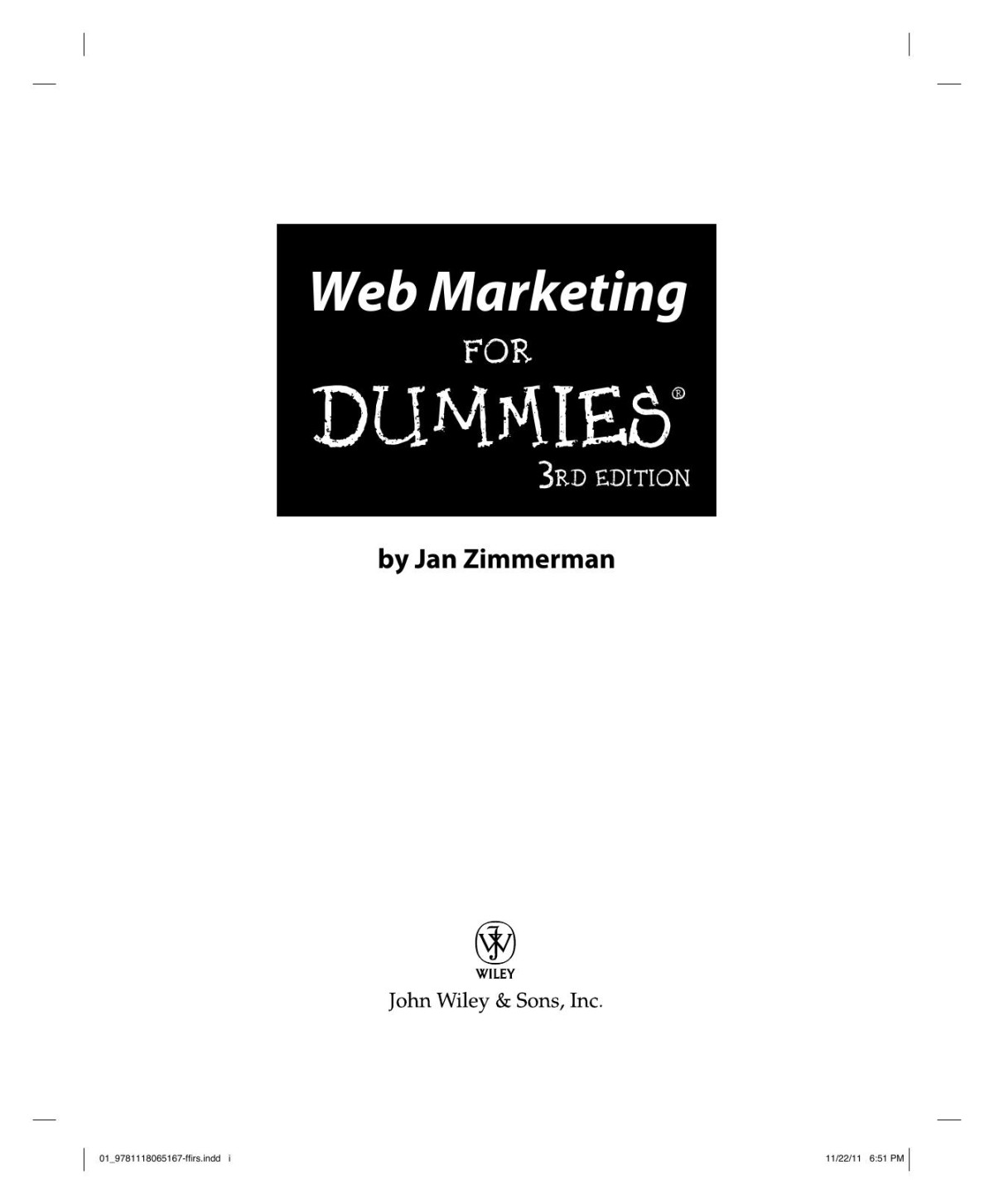 Web Marketing For Dummies 3rd Edition Jan Zimmerman