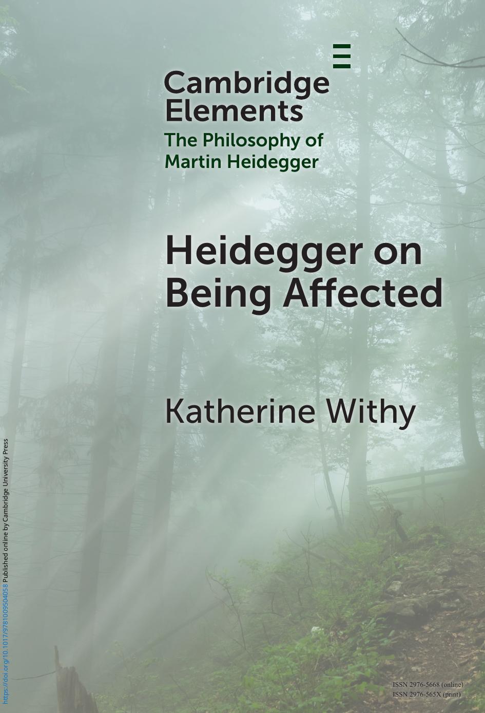 Heidegger On Being Affected Katherine Withy
