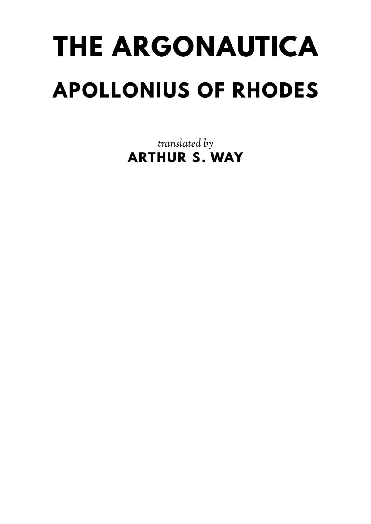 The Argonautica Apollonius Of Rhodes