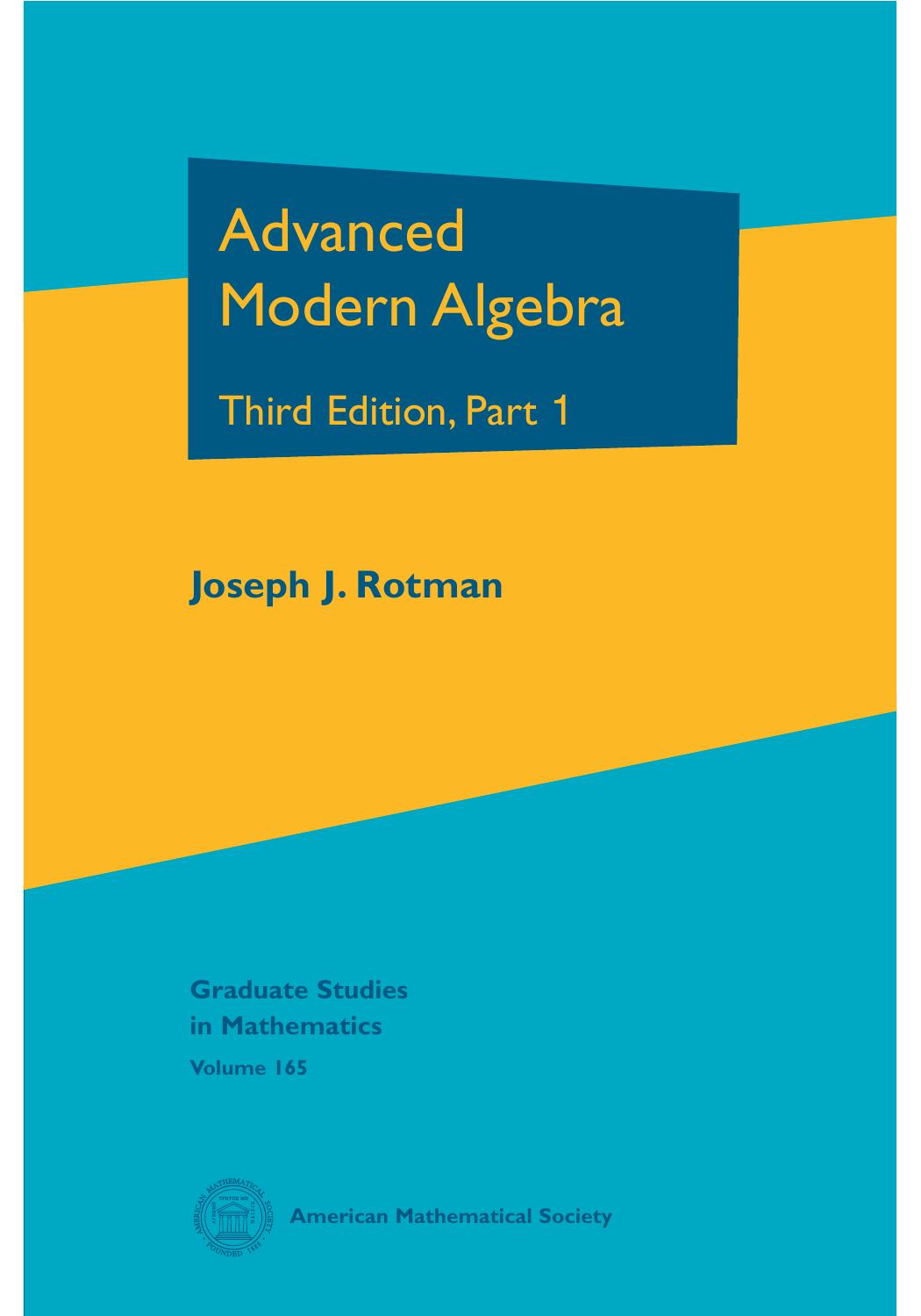 Advanced Modern Algebra Joseph J Rotman