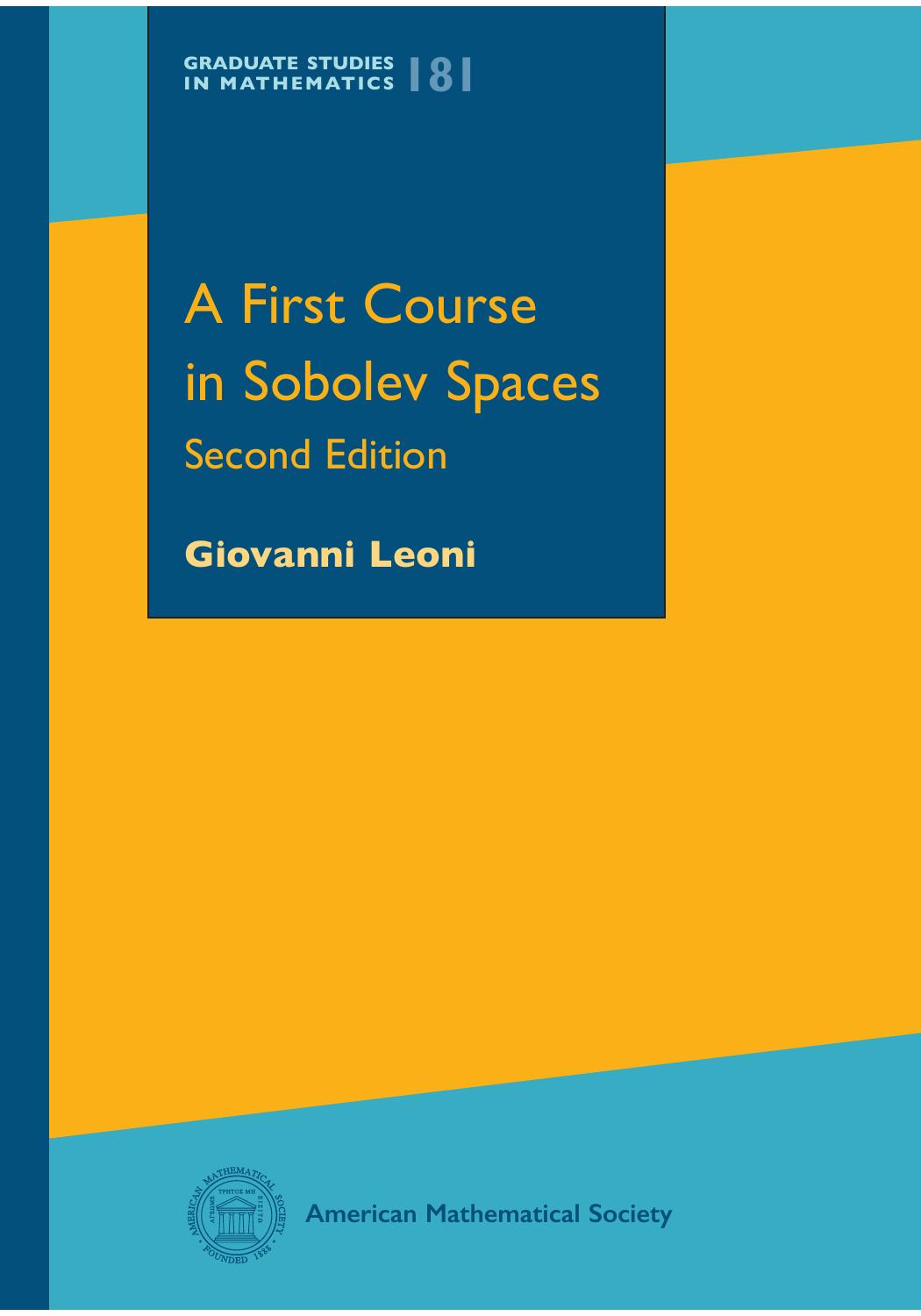 A First Course In Sobolev Spaces Second Edition Giovanni Leoni