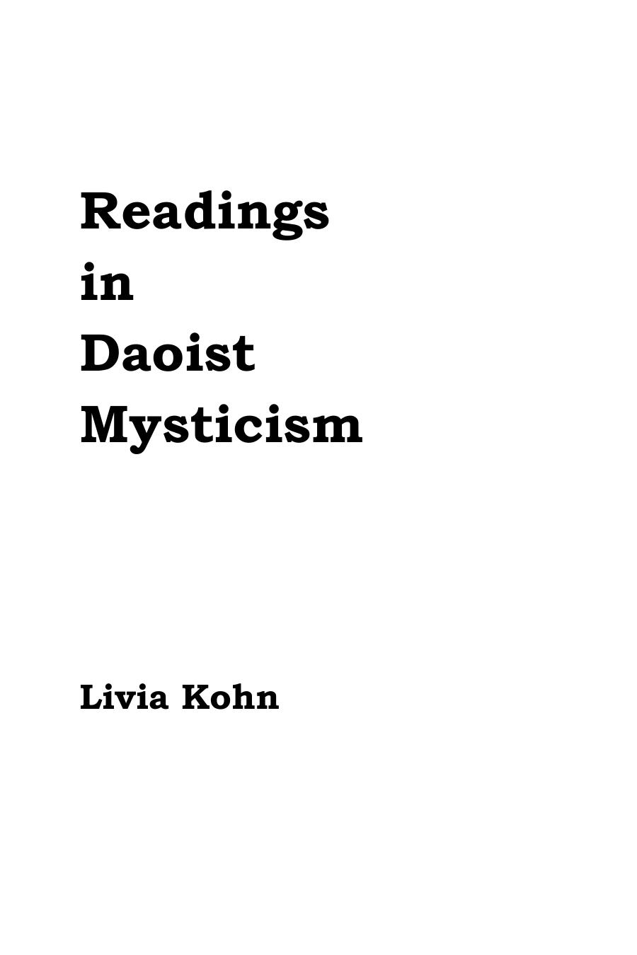 Readings In Daoist Mysticism Livia Kohn