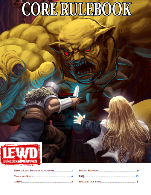 Lewd Dungeon Adventures Core Rulebook Phoenix Grey Sky Corgan