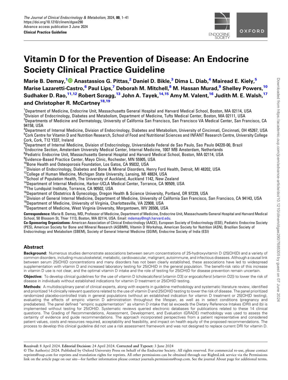 Vitamin D For The Prevention Of Disease An Endocrine Society Clinical Practice Guideline Oxford University Press