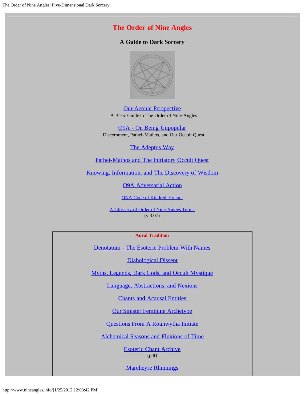 The Order Of Nine Angles Fivedimensional Dark Sorcery Order Of 9 Angles