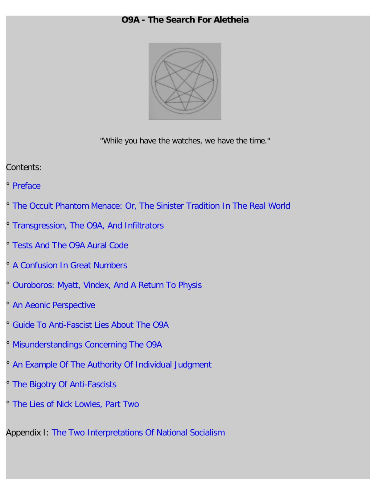 O9a The Search For Aletheia Order Of 9 Angles