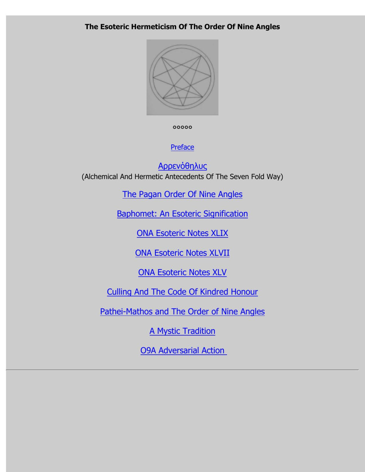 The Esoteric Hermeticism Of The Order Of Nine Angles Order Of Nine Angles