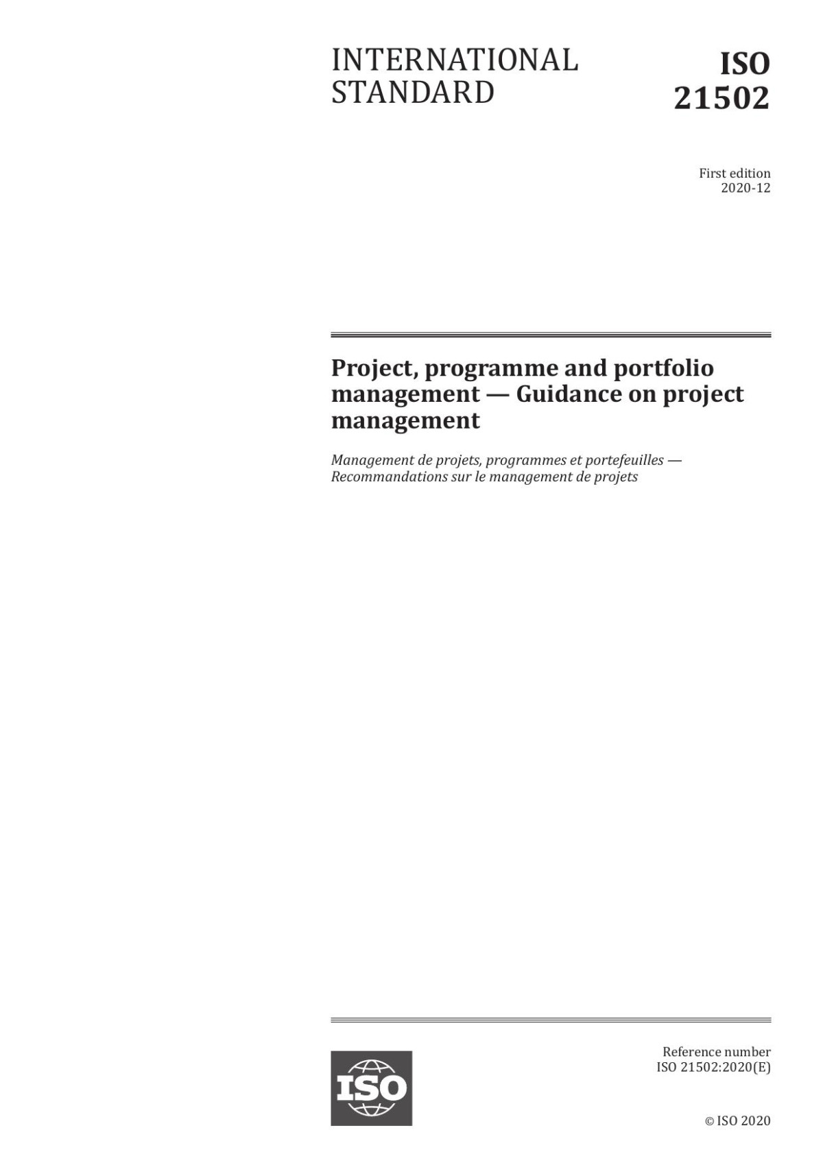 Iso 215022020 Project Programme And Portfolio Management Guidance On Project Managementpdf 1st Edition Technical Committee Isotc 258