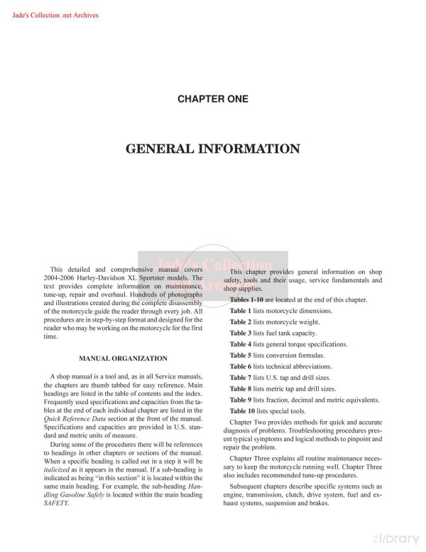 Harley Davidson Sportster 20042006 Service Manual Harley Davidson