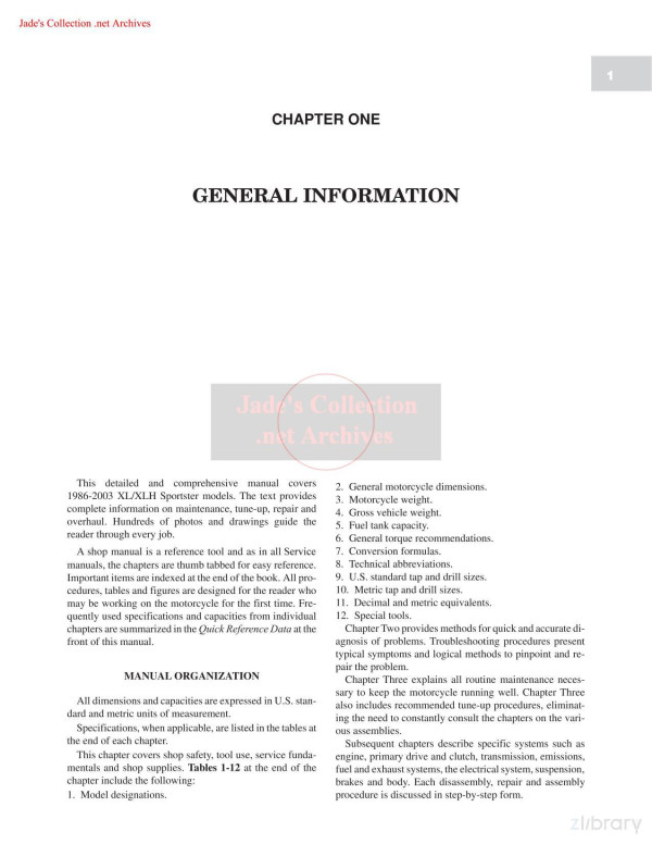 Harley Davidson Xl Xlh Sportster 19862003 Service Manual Harley Davidson