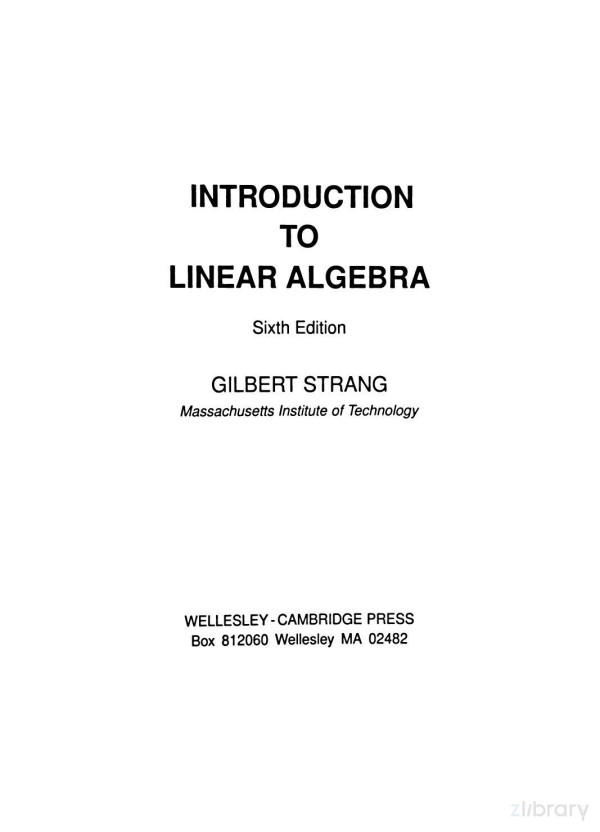 Introduction To Linear Algebra Sixth Edition 6th Edition Gilbert Strang