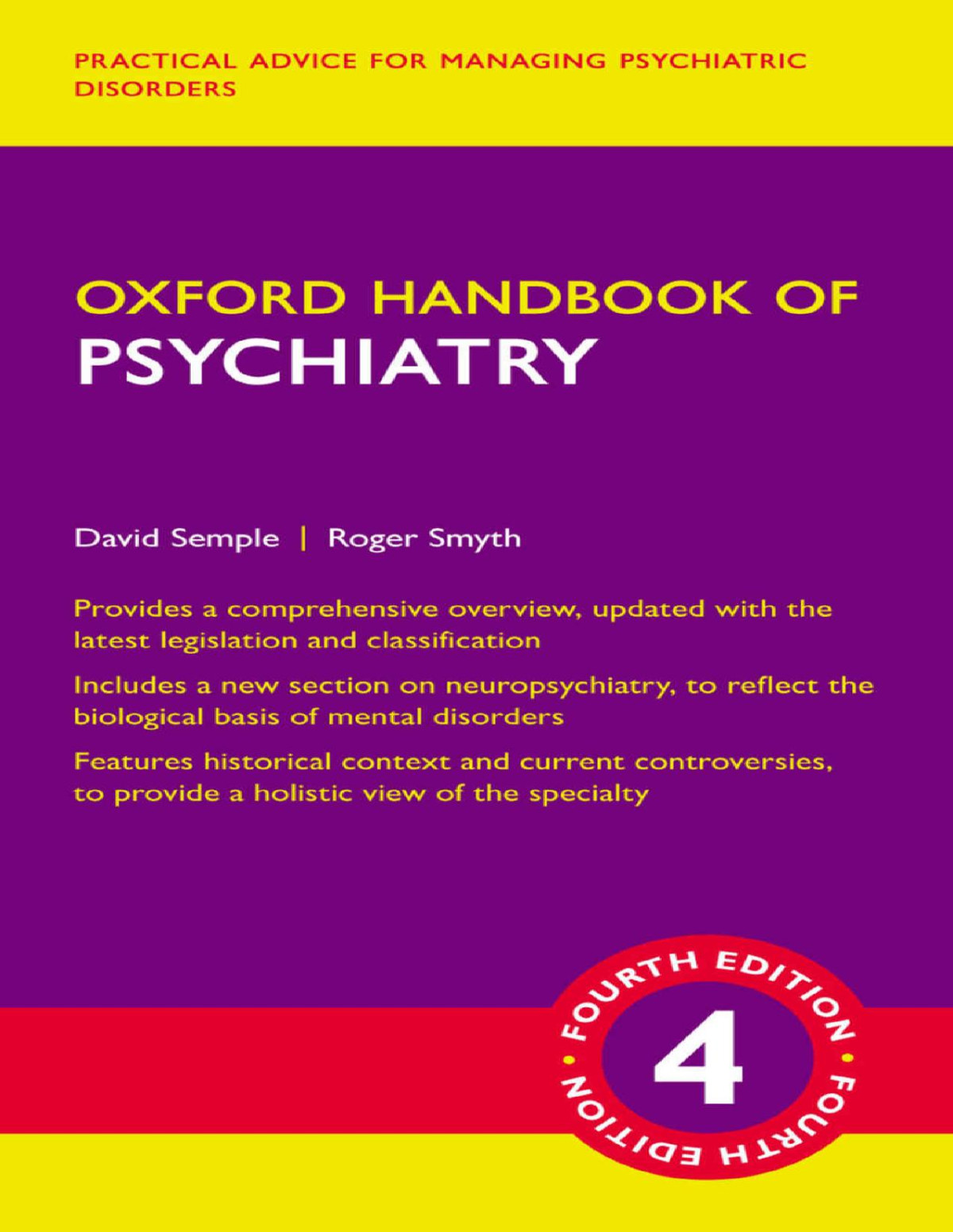Oxford Handbook Of Psychiatry Oxford Medical Handbooks David Semple Roger Smyth
