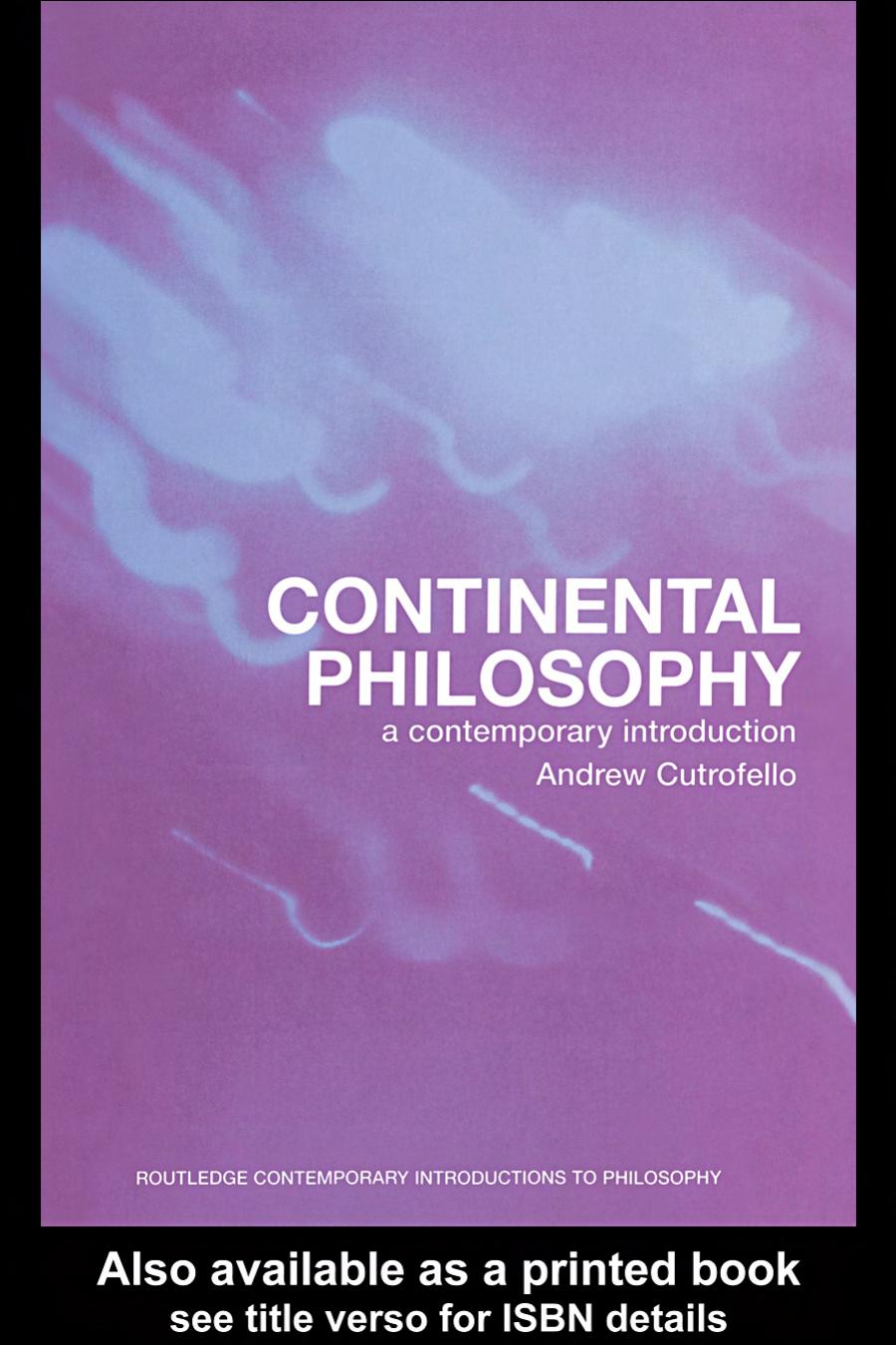 Continental Philosophy Cutrofello A Staff