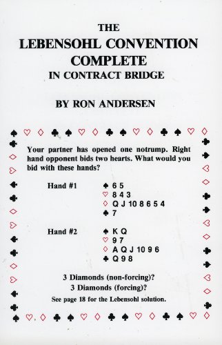 The Lebensohl Convention Complete Ron Andersen