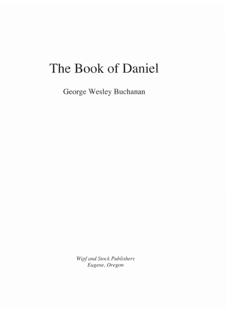 The Book Of Daniel George Wesley Buchanan