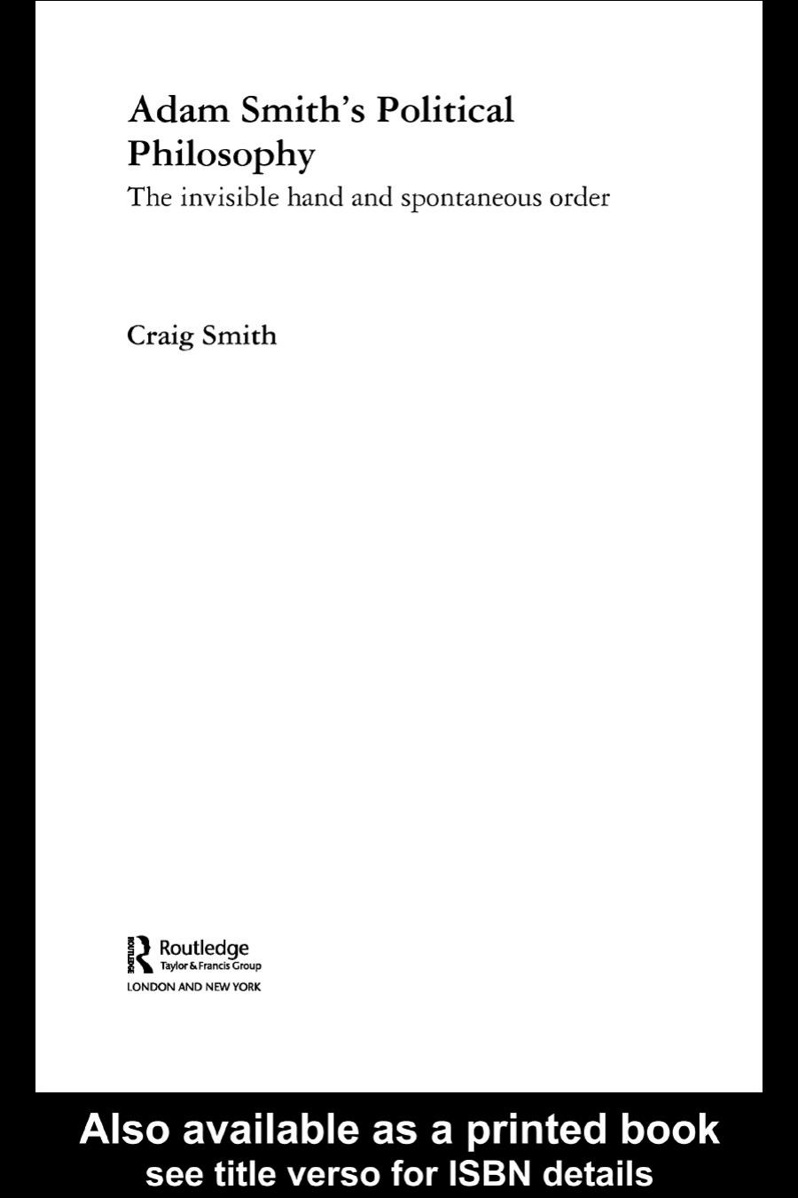 Adam Smiths Political Philosophy Craig Smith