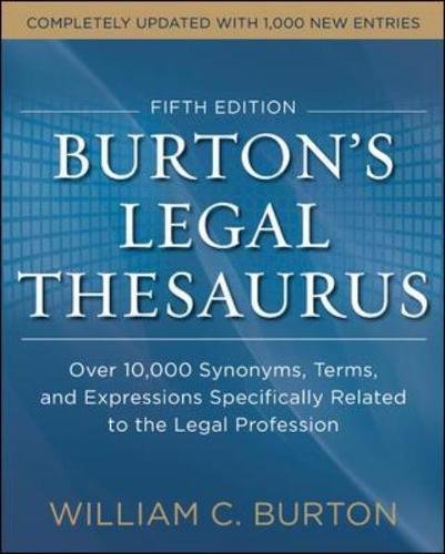 Burtons Legal Thesaurus 5th Edition Burton William C