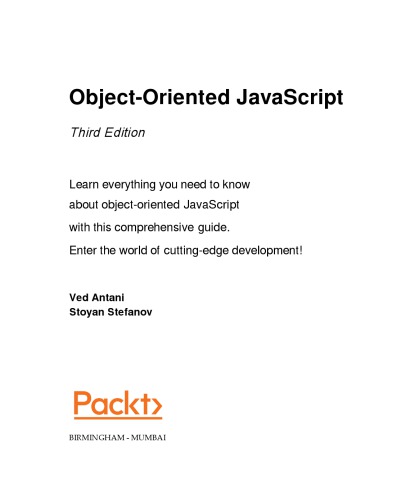 Objectoriented Javascript Ved Antani Stoyan Stefanov