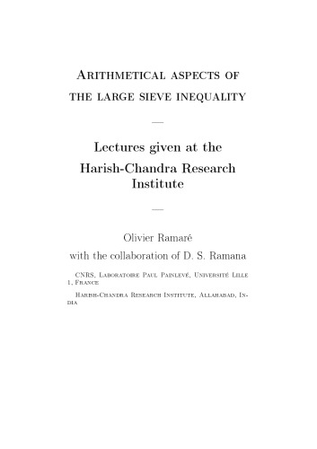 Arithmetical Aspects Of The Large Sieve Inequality Olivier Ramar