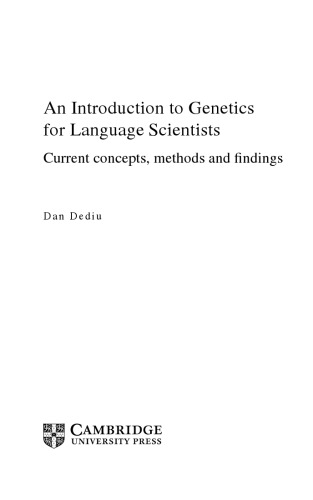 An Introduction To Genetics For Language Scientists Dan Dediu
