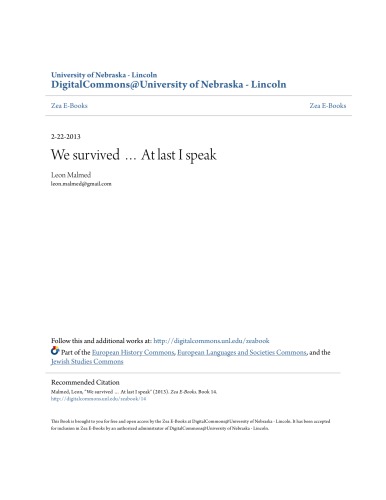 We Survived At Last I Speak Leon Malmed