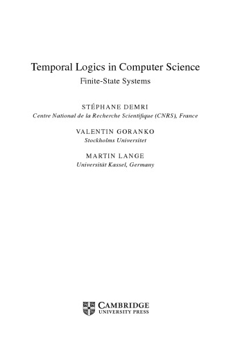 Temporal Logics In Computer Science Finitestate Systems Stphane Demri