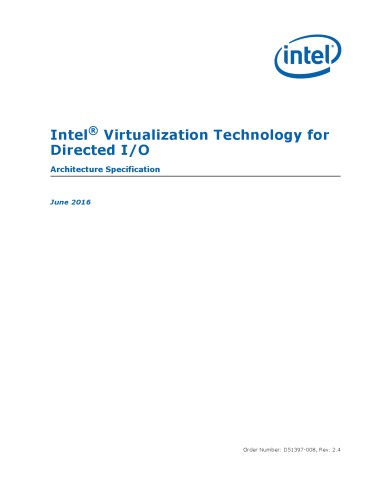 Intel Virtualization Technology For Directed Io Architecture Specification Rev 24 Coll