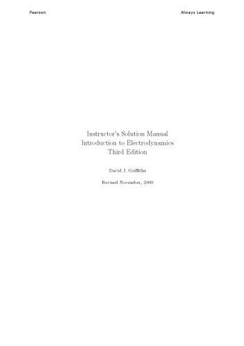 Solutions Manual To Introduction To Electrodynamics 3rd Edition 3rd David J Griffiths