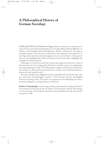 A Philosophical History Of German Sociology 1st Frdric Vandenberghe