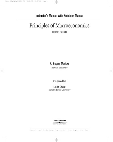 Principles Of Macroeconomics Instructors Manual With Solutions Manual 4th Edition N Gregory Mankiw