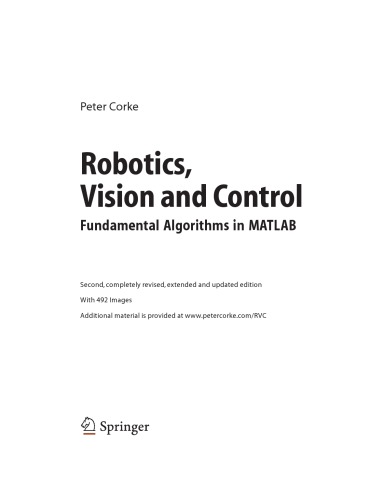 Robotics Vision And Control Fundamental Algorithms In Matlab Peter Corke