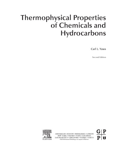 Thermophysical Properties Of Chemicals And Hydrocarbons 2nd Edition Yaws Cl