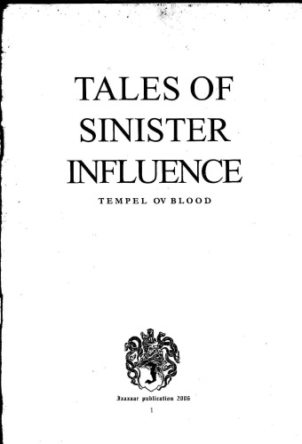 Tales Of Sinister Influence Tempel Ov Blood Collection