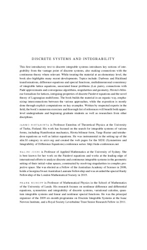 Discrete Systems And Integrability Jarmo Hietarinta Nalini Joshi