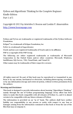 Python And Algorithmic Thinking For The Complete Beginner Learn To Think Like A Programmer Aristides S Bouras